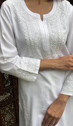 将图像加载到图库查看器中, Women's Lucknowi Handcrafted Modal Cotton Chikankari Kurti - HONC0272597