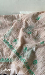 Load image into Gallery viewer, Women's Lakhnavi Handcrafted Mul Chanderi Unstitched Chikankari Full Suit Material - HONC0316863