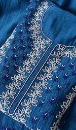 Load image into Gallery viewer, Saziya Women's Lakhnavi Handcrafted Mul Chanderi Semi - Stitched Kurta And Dupatta Set - HONC0282833