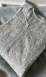 Load image into Gallery viewer, Women's Lucknowi Handcrafted Kota Cotton Chikankari Unstitched Kurta And Dupatta Set - HONC0307250