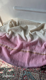 Load image into Gallery viewer, Jazba Women's Lakhnavi Handcrafted Mul Chanderi UnStitched Kurta And Dupatta Set - HONC0370225