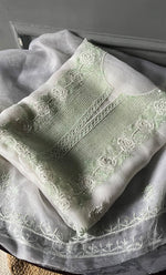 Load image into Gallery viewer, Women's Lakhnavi Handcrafted Pure Organza Chikankari Unstitched Kurta And Dupatta Set- HONC0297175