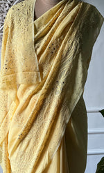 Load image into Gallery viewer, Women's Lakhnavi Handcrafted Viscose Georgette Chikankari Saree - HONC0317908