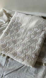 将图像加载到图库查看器中, Jazba Women's Lakhnavi Handcrafted Mul Chanderi Unstitched Kurta And Dupatta Set - HONC0298599