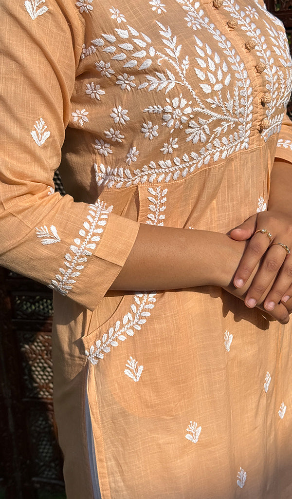 Women's Lakhnavi Handcrafted Cotton Chikankari Kurti - HONC0268761