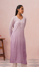 将图像加载到图库查看器中, Yusra Women's Lakhnavi Handcrafted Viscose Georgette Chikankari Kurti- HONC0381114