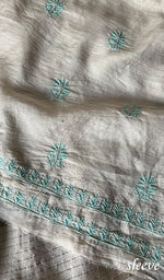 Load image into Gallery viewer, Women's Lakhnavi Handcrafted Munga Silk Chikankari Kurta And Dupatta Set - HONC0251544