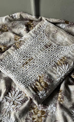 Load image into Gallery viewer, Women's Lakhnavi Handcrafted Cotton Chikankari Kurta And Kurta Dupatta Set - HONC0312693