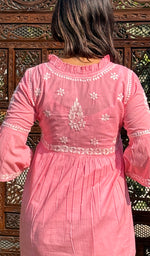 将图像加载到图库查看器中, Rania Women's Lakhnavi Handcrafted Cotton Chikankari Short Kurta And Afghani pant Set - HONC0268714