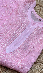 Load image into Gallery viewer, Safiya Women's Lakhnavi Handcrafted Viscose Georgette Chikankari Kurti- HONC0276114
