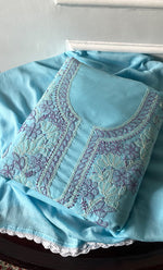 Load image into Gallery viewer, Women's Lakhnavi Handcrafted Unstitched Cotton Chikankari Suit Material - HONC0321793