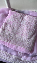 Load image into Gallery viewer, Women's Lucknowi Handcrafted Faux-Georgette Chikankari Suit Material - HONC0274415