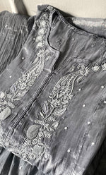 Load image into Gallery viewer, Women's Lakhnavi Handcrafted Tissue Chanderi Semi-Stitched Anarkali And Dupatta Set - HONC0323625