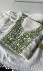 Load image into Gallery viewer, Women's Lakhnavi Handcrafted Unstitched Mul Chanderi Kurta And Dupatta Set - HONC0278135
