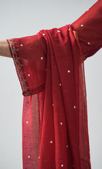 Load image into Gallery viewer, Women's Lakhnavi Handcrafted Mul Chanderi Chikankari Stitched Kurta, Dupatta And Pant Set - HONC0320723