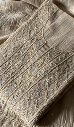 将图像加载到图库查看器中, Women's Lakhnavi Handcrafted Mul Chanderi Chikankari Semi Stitched Anarkali And Dupatta Set- HONC0286668