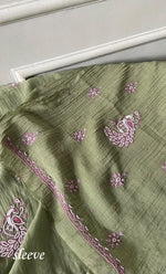 Load image into Gallery viewer, Women's Lakhnavi Handcrafted Mul Chanderi Unstitched Chikankari Full Suit Material - HONC0339572