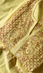 Load image into Gallery viewer, Lakhnavi Handcrafted Cotton Chikankari Semi Stitched Kurta And Dupatta Set- HONC0138429
