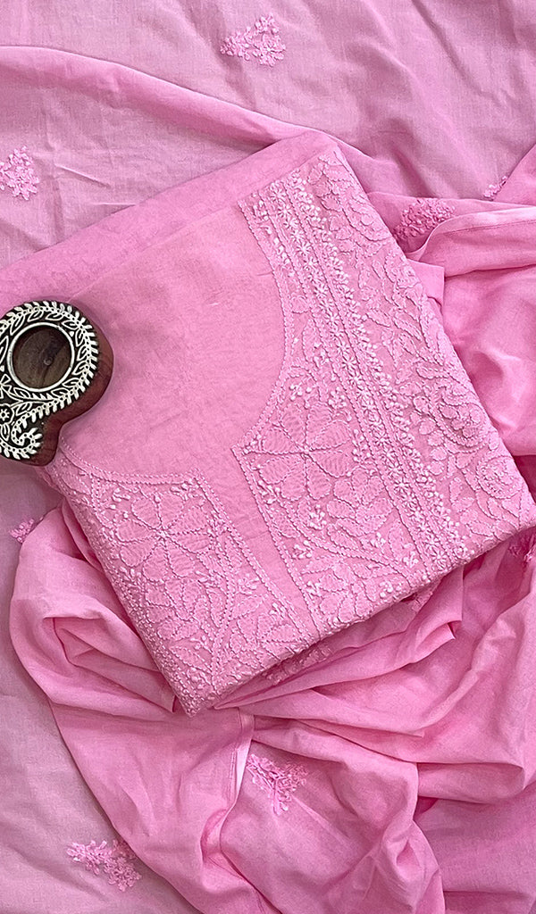 Women's Lakhnavi Handcrafted Cotton Chikankari Suit Material - HONC0146080