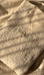 Load image into Gallery viewer, Women's Lakhnavi Handcrafted Munga Silk Chikankari Semi - stitched Kurta And Dupatta Set - HONC0265420