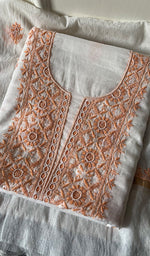 Load image into Gallery viewer, Women's Lakhnavi Handcrafted Mul Chanderi Unstitched Kurta And Dupatta Set - HONC0266913