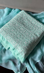 Load image into Gallery viewer, Women's Lakhnavi Handcrafted Unstitched Cotton Chikankari Suit Material - HONC0264456