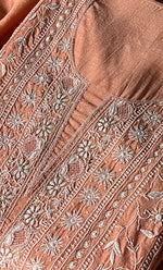 将图像加载到图库查看器中, Women's Lakhnavi Handcrafted Munga Silk Chikankari Semi - Stitched Kurta And Dupatta Set- HONC0268496