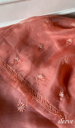 Load image into Gallery viewer, Women's Lakhnavi Handcrafted Pure Organza Chikankari Unstitched Kurta And Dupatta Set- HONC0351137
