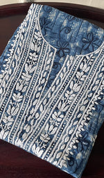 将图像加载到图库查看器中, Women's Lakhnavi Handcrafted Cotton Chikankari Unstitched Kurti Fabric - HONC0268842