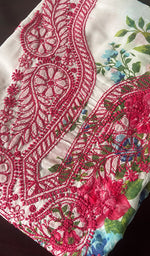 将图像加载到图库查看器中, Women's Lakhnavi Handcrafted Cotton Chikankari Unstitched Kurti Fabric - HONC0284315