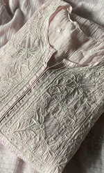 Load image into Gallery viewer, Women's Lakhnavi Handcrafted Mul Chanderi Semi - stitched Kurta And Dupatta Set- HONC0294456