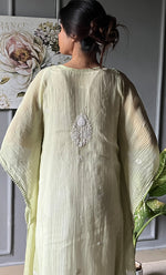 Load image into Gallery viewer, Rabia Women's Lucknowi Handcrafted Mul chanderi Chikankari Kaftan - HONC0304371