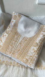 Load image into Gallery viewer, Women's Lakhnavi Handcrafted Mul Chanderi Unstitched Kurta And Dupatta Set - HONCO287714