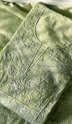 将图像加载到图库查看器中, Women's Lakhnavi Handcrafted Mul Chanderi Semi - Stitched Kurta And Dupatta Set - HONC0296166