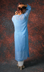 Load image into Gallery viewer, Yusra Women's Lakhnavi Handcrafted Viscose Georgette Chikankari Kurti- HONC0327254