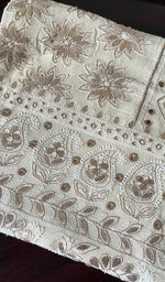 将图像加载到图库查看器中, Saima Women's Lakhnavi Handcrafted Pure Silk Georgette Chikankari  Kurti Fabric - HONC0229272