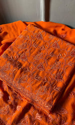 Load image into Gallery viewer, Women's Lakhnavi Handcrafted Pure Silk Georgette Chikankari Suit Material - HONC0153725