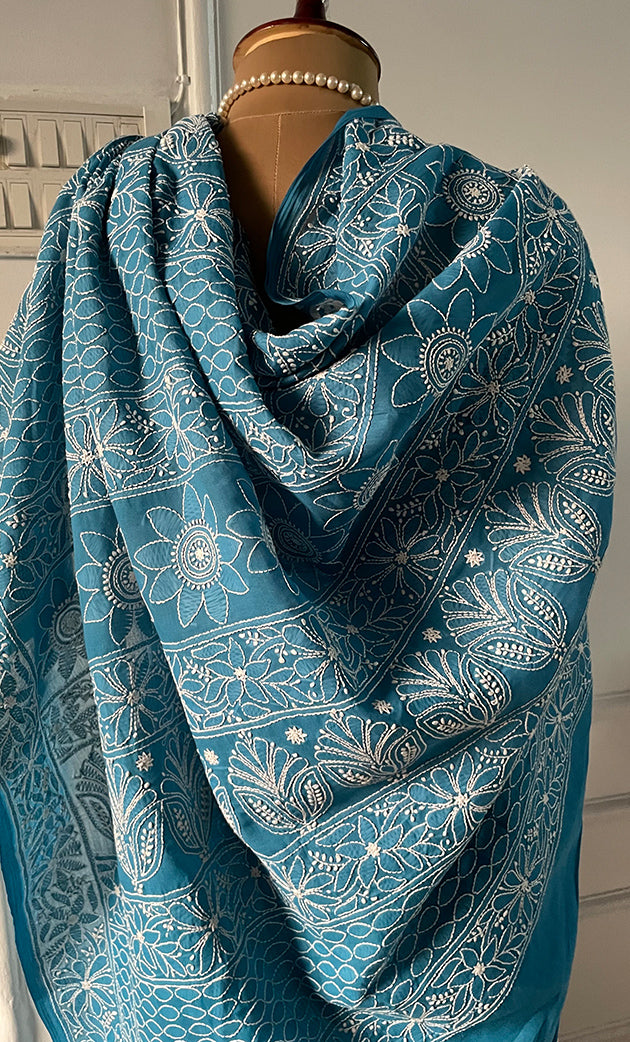 Fairoz Women's Lakhnavi Handcrafted Cotton Chikankari Saree - HONC0269064