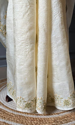 Load image into Gallery viewer, Women's Lakhnavi Handcrafted Tussar Silk Chikankari Saree - HONC0258441