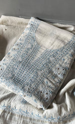 Load image into Gallery viewer, Women's Lakhnavi Handcrafted Maheshwari Mul Chanderi Unstitched Kurta And Dupatta Set- HONC0276234