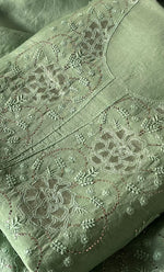 将图像加载到图库查看器中, Mainaaj Women's Lakhnavi Handcrafted Pure Organza Chikankari Unstitched Kurta And Dupatta Set - HONC0330934