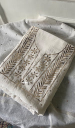 将图像加载到图库查看器中, Women's Lakhnavi Handcrafted Mul Chanderi Unstitched Kurta And Dupatta Set - HONC0337819