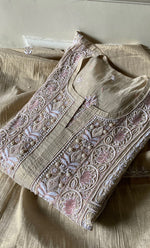 Load image into Gallery viewer, Women's Lakhnavi Handcrafted Tissue Chanderi Semi - stitched Kurta And Dupatta Set - HONC0297195
