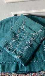 Load image into Gallery viewer, Women's Lakhnavi Handcrafted Mul Chanderi Unstitched Kurta And Dupatta Set - HONC0317807