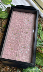 Load image into Gallery viewer, Handcrafted Chikankari Tray with Two Coasters – Wooden Frame - HONC0254755