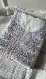 Load image into Gallery viewer, Junoon Women's Lakhnavi Handcrafted Mul Chanderi Unstitched Kurta And Dupatta Set - HONC0278280