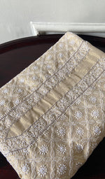 Load image into Gallery viewer, Lucknowi Handcrafted Tissue Chanderi Chikankari Unstitched Unisex Kurta Fabric - HONC0338779