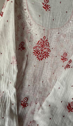 Load image into Gallery viewer, Saziya Women's Lakhnavi Handcrafted Mul Chanderi Semi - Stitched Kurta And Dupatta Set - HONC0270726