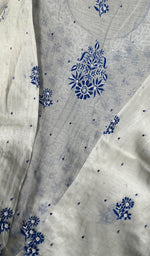 将图像加载到图库查看器中, Saziya Women's Lakhnavi Handcrafted Mul Chanderi Semi - Stitched Kurta And Dupatta Set - HONC0253591
