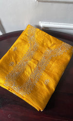 将图像加载到图库查看器中, Lucknowi Handcrafted Munga Silk Chikankari Unstitched Men's Kurta Fabric - HONC0302387